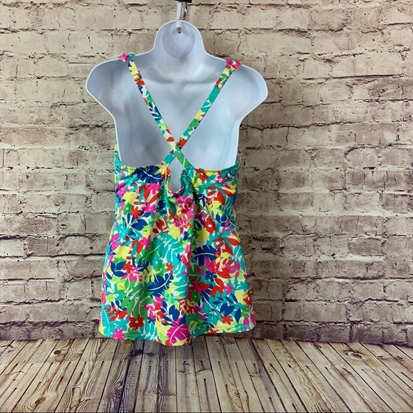 Lands’ End Leaf Print Tropical Tankini Swim Top - Picture 6 of 10
